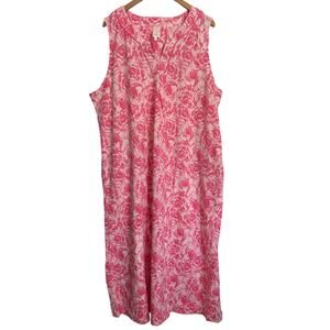 Bead Head Rose Print Midi Sleep Dress Women’s Plus Size 2X Lounge Romance